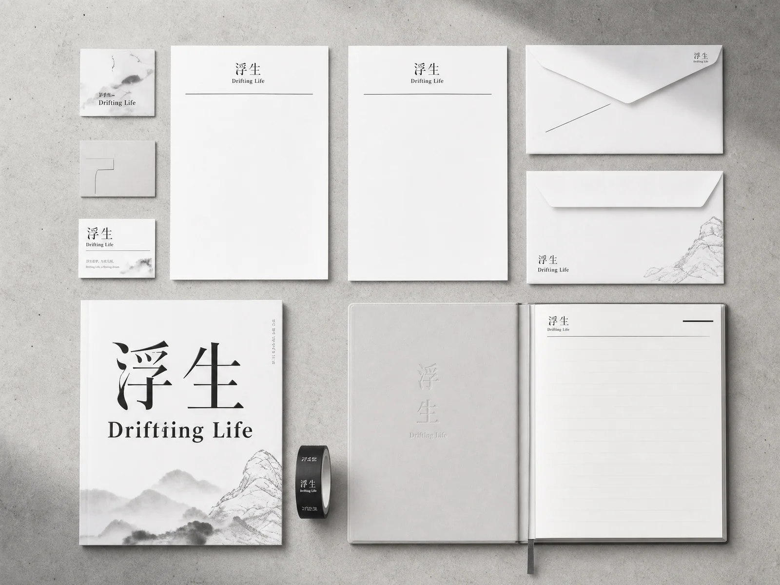 浮生香氛：品牌办公物料 · AI 辅助效果图